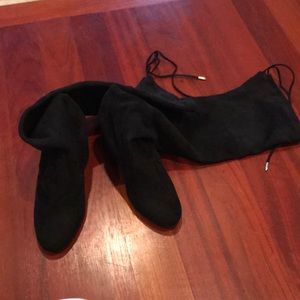 Neil a black suede over the knee boots